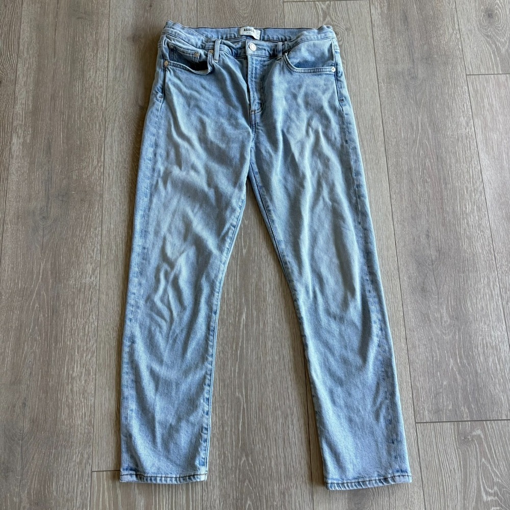 AGOLDE Womens Blue Denim 5-Pocket Toni Mid Rise Slim Fit Straight‎ Jeans Size 28
